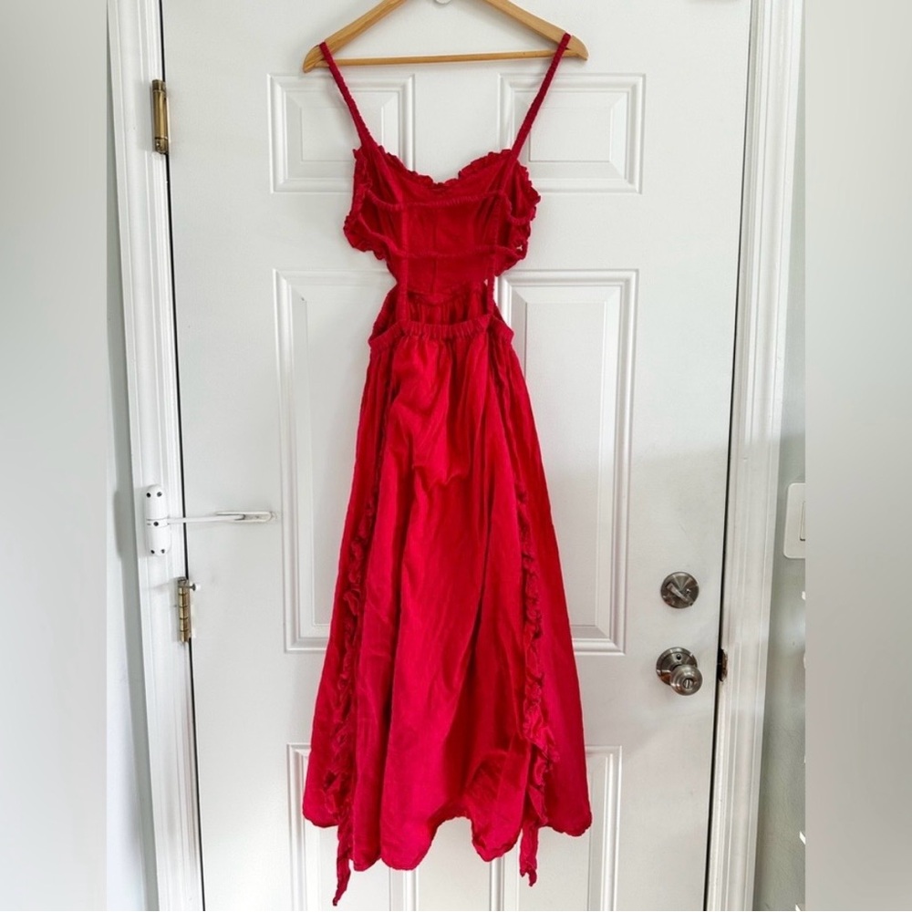 FARM Rio Scarlet Ruffled Backless Midi Dress - Picture 11 of 16